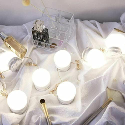 Natefemin Hollywood LED Vanity Mirror Lights Kit com 10 lâmpadas diminuídas de 10 lâmpadas de luz branca ajustável Acessório