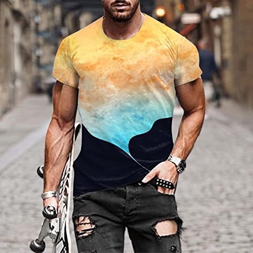 Camisa de vestido masculino de verão redonda manga de primavera curta casual masculino de camiseta de camiseta estampada