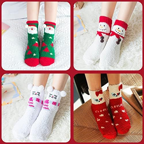 Tobenub 5 pares de meias de Natal para mulheres/homens, meias de Natal difusas para aldult Warm Winter respirável macio e fofinho