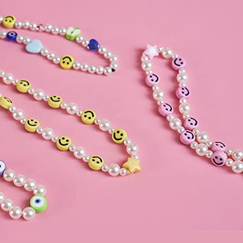 VATOGON FILHO PHELETEL Strap Y2K Phone Charms Smiley Face Fruit Star letra Pearl Handmade Rainbow Acrílico Polímero de argila ChainChain para mulheres meninas