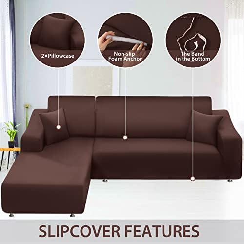 LA MEACK Super Stretch Sofá Tamas para conjunto de sofás seccionais, las de sofá laváveis ​​em forma, 2pcs Slipcovers Protector com