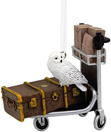 Hallmark Harry Potter Carrinho de carrinho com ornamento de Natal de Hedwig, 25574068, H 7,8 cm por W 7,3 cm por L 4,9cm, White &