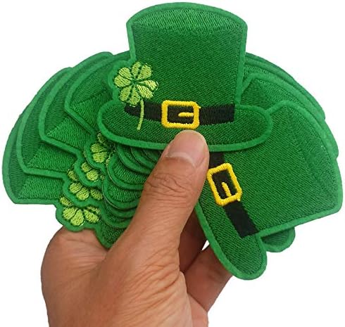 2,8 x2.4 12pcs St. Patrick's Green Hat w/ shamrock patch ferro em costura em manchas bordadas Apliques Máquina de bordado