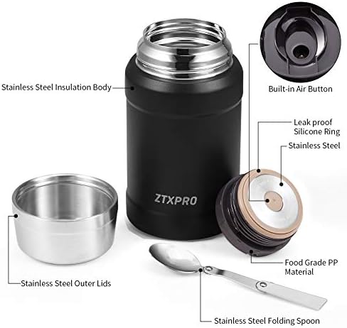 Jarra de comida de recipiente de almoço isolada do ZTXPro para comida quente 27 oz Jar de alimentos de boca larga de