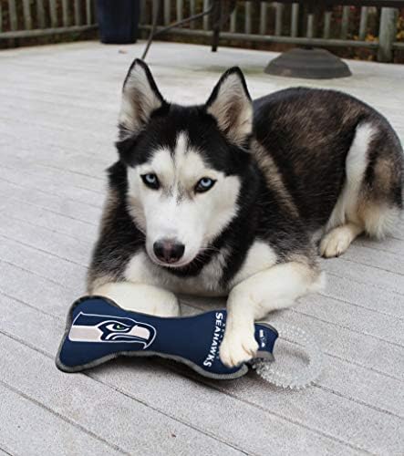 Animais de estimação primeiro NFL Seattle Seahawks Dental Dog Tug Toy com Squeaker. Brinquedo de estimação resistente