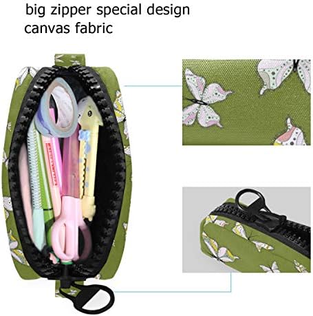 Tarity Butterflies coloridas de fundo verde Caso de lápis Bolsa de lápis bolsa de caneta de grande capacidade personalizada bolsa