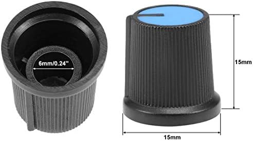UXCELL 5pcs 15x15mm Plástico Potentiômetro Controle Volume Controle do eixo Roteiro Roteiro Brilho de eixo azul,