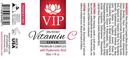 FACE Soro Anti Envelhecimento - Vitamina C Complexo Premium com ácido hialurônico - Reduza as olheiras sob os olhos -