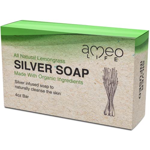 Ameo Life lavanda orgânica e pacote de sabão de prata de capim - 30 ppm de prata - 4 oz