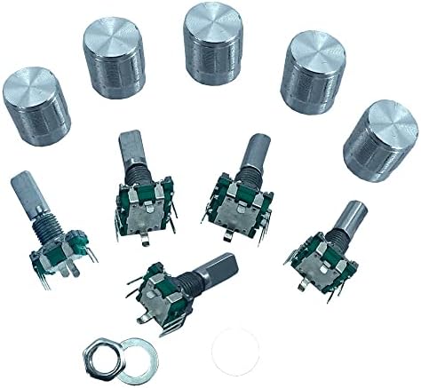 5pcs / ec11 360 graus botão de codificador rotativo 5 pinos de comprimento 20 mm, com interruptor de botão embutido, com tampa rotativa