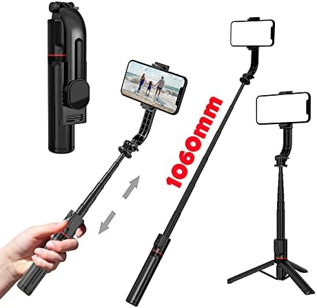 Selfie Stick, Tripé de Sellow Sellow Sellow Sellow com remoto sem fio, monopod de mão sem fio de 41,9 polegadas, compatível