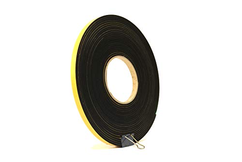 Tira de esponja auto-adesiva de borracha neoprene preta de 1/2 de largura x 1/8 de espessura x 33 pés de comprimento