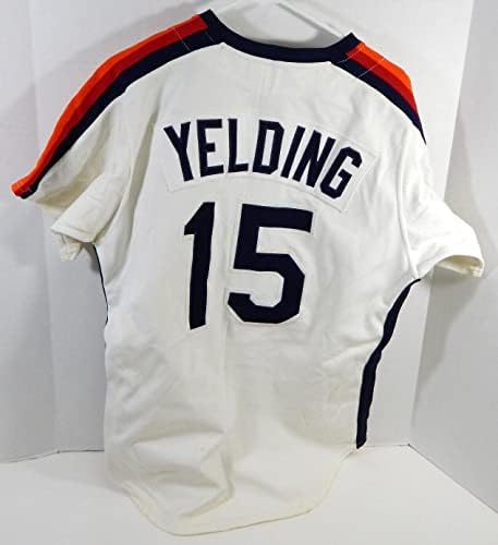 1989-92 Houston Astros Eric Yelding #15 Game usou White Jersey 38 DP23583 - Jogo usou camisas MLB