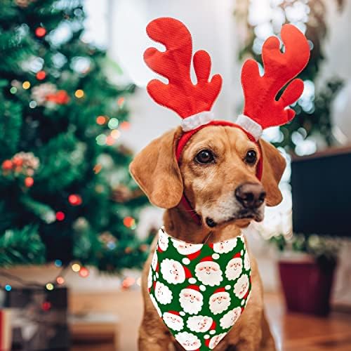 Bandana de gato de cão de Natal, Boldes de férias Papai Noel e padrão de floco de neve para filhotes de filhotes grandes de