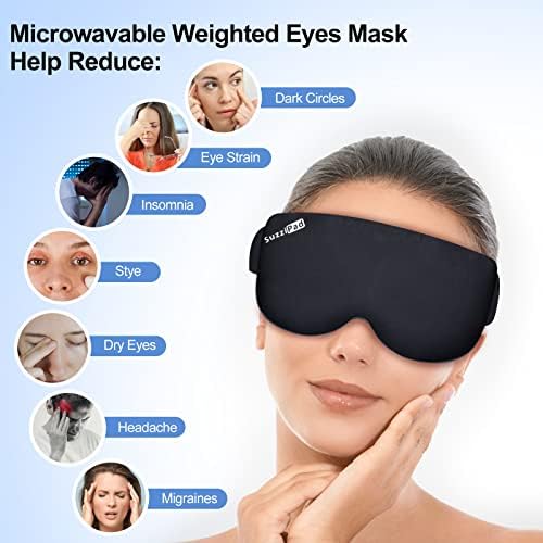 Máscara de olho ponderada por microondas suzzipad para olhos secos, compressão quente e úmida para irritação nos olhos, teto, olhos