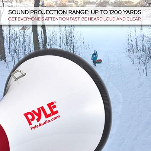 Pyle Portable megaphone Palestrante Pa Bullhorn-Built-in Sirene, controle de volume ajustável de 50W e ideal de alcance de 1200 jardas para qualquer esporte ao ar livre, fãs e treinadores de líderes de torcida ou para exercícios de segurança-PMP52BT