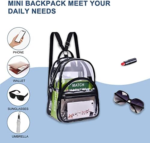 Oraben Small Clear Backpack Stadium Aprovado pela Backpack Clear Backpack Clear Daypacks Saco de ombro conversível para mulheres