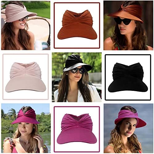 Chapéu de viseira solar para mulheres, lapidado com a praia de verão ampla com proteção UV para tênis de golfe esportivo Running