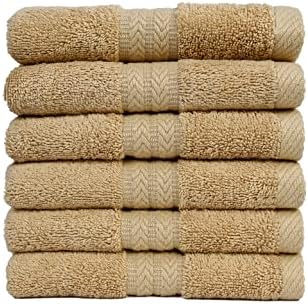 Toalhas de mão premium akti para banheiro, 16x30 polegadas, 580 gsm, toalha de algodão conjunto de 6 peças, toalhas macias e fofas,