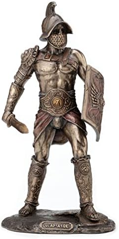 Projeto Veronese 10 1/4 Alto Spartacus Roman Gladiator empunhando espada e escudo estátua de resina a frio resina antiga escultura