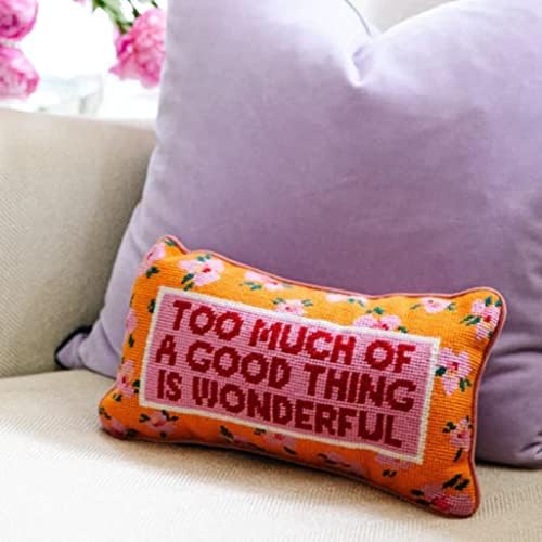 Furbish, travesseiro decorativo de arremesso de agulha feita - demais - 8 x 14 - designer de poder laranja bordado estético