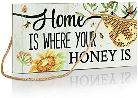 Putuo Decor Sunflower Bee Sign, decoração de parede vintage para jardim, cozinha, presente de arte para família, 10x5 polegadas