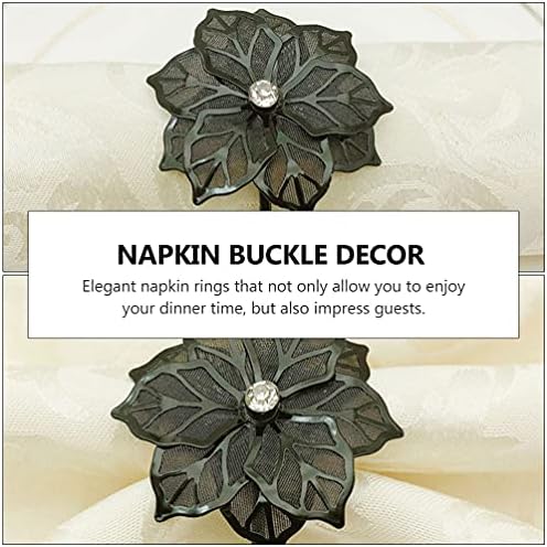 ABOOFAN Black Decor 6pcs Metal Flower Napkin Rings Halloween Ringos de guardanapo de guardana