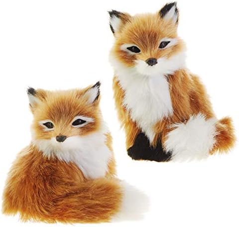 RAZ importa ornamentos de figura de raposa falsa - conjunto de 2 variados
