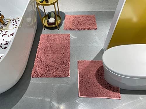 Chenille banheiro tapetes de banheiro de 3 peças para banheiro para banheiro não deslizamento Raje de corredor de banheiro