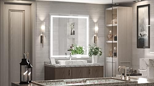 Espelho do banheiro de tetoto LED 36 x 36 polegadas com luzes brancas/quente/natural, diminuído, CRI90, IP54 impermeável,
