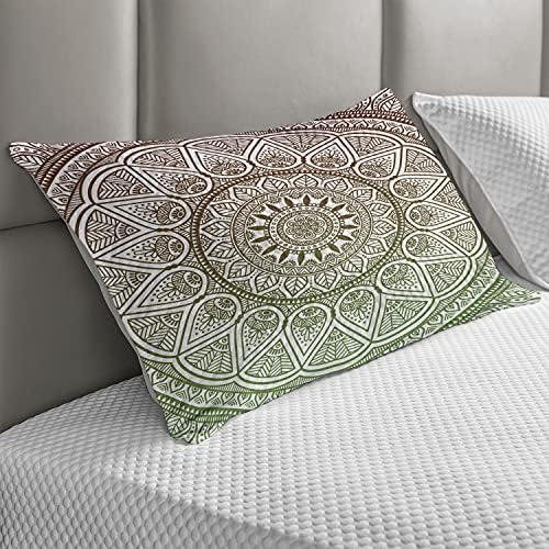 Ambesonne Medallion Coloque a capa de travesseiro, design de padrões de padrões impressos geométricos abstratos com motivos de folhas étnicas estampe