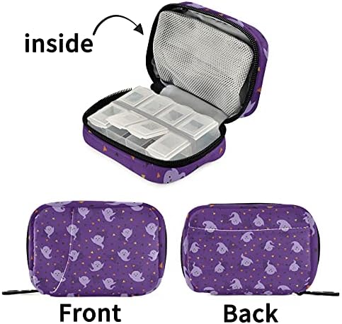 Happy Halloween Ghost Pill Case Bag Pill Organizer Box com zíper portátil Suplementos Vitamínicos Caso de Medicina para Travel
