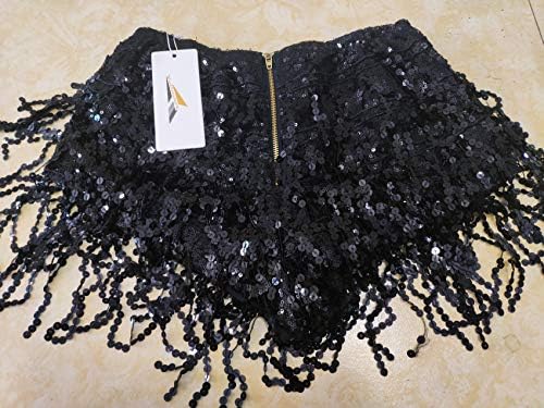 Yollmart feminino lantejoulas de tassel shorts shorts booty Dance Festival Bottival