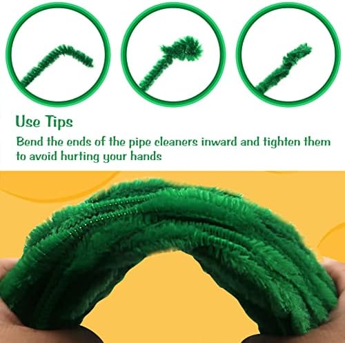 TOAOB 120pcs Limpadores de tubo verde Bump Pipe Cleaners Chenille Hastes Craft Supplies Bending Plexh 13mm x 12 polegadas para