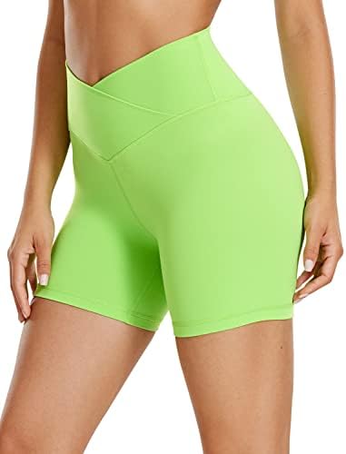 Crz Yoga Womens Butterluxe Crossover Biker Shorts 5 polegadas - Cruz Cross High Wandout Yoga Shorts Buttery Soft