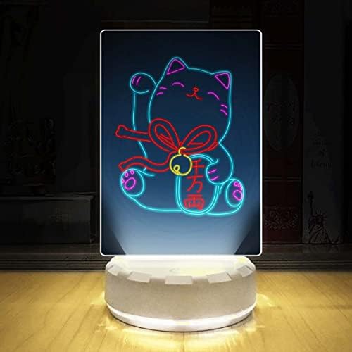 Ancfun acenando a lâmpada de mesa LED de gatinho de gato, luz da noite multicolorida ajustável, luz LED, lâmpada de acrílico,