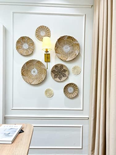 Decoração de cesta de parede da margarida - Conjunto de 8 tecidos Decoração de parede de cesta com design de boho, decoração