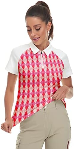 Soneven Feminino de Manga Curta Feminina Camisa de Golfe Americagem Athletic Golf Polo Camisetas Camisas de Tênis seco ajuste