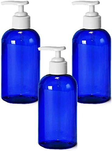 GRAND PARFUMS 8 oz de garrafas de bomba de bomba de plástico azul vazias garrafas de sabão de bomba com bombas brancas, para xampu, sabonete, gel, loção para a cozinha, banheiro inquebrável reutilizável e recarregável