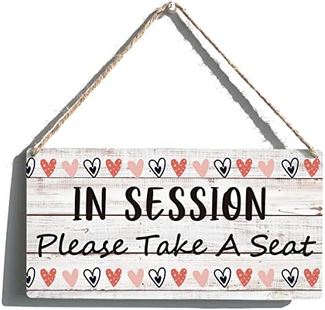 Na sessão, pegue um sinal de assento engraçado Farmhouse de madeira pendurada placa placa decoração de arte de parede