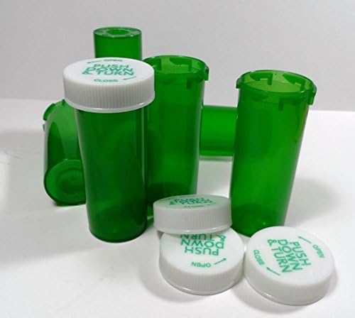 PLÁSTIC RX Green frascos/garrafas 100 pacote com tampas maiores 13 dram dram-farmacêutico grau-some que vendemos para usuários profissionais