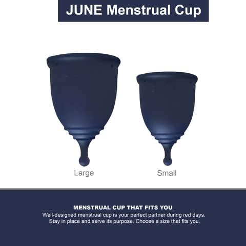June Co, June Cup for Women - Copos menstruais reutilizáveis ​​- Copo amigável do período de pH - Copo menstrual flexível, copo de silicone de nível médico - produtos de higiene feminina, copo de empresa - tamanho grande