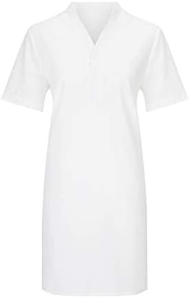 Vestido feminino de manga curta Vestido de camiseta de decote em V Mini vestido