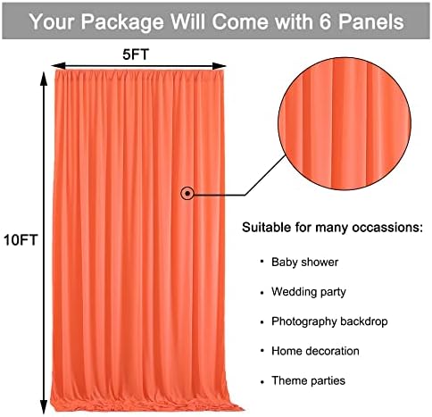 10 pés x 30 pés de painéis de cortina de cenário laranja livre de rugas, cortinas de pano de fundo de poliéster,