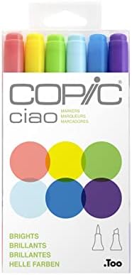 Copic Ciao, marcadores à base de álcool, conjunto de 6pc, Brights