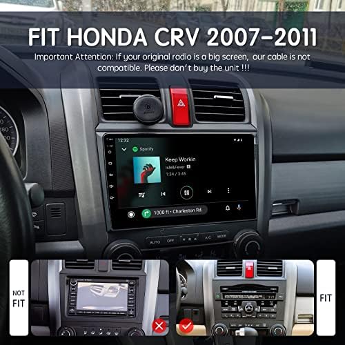 Android Car Séreo com Apple CarPlay, tela de 9 GB de 9 GB de 128 GB para Honda CRV 2007-2011, Suporte Android Auto Bluetooth,