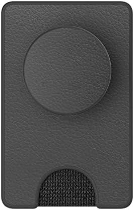 Carteira de telefone Popsockets com aderência de telefone em expansão, suporte para cartão de telefone - couro falso preto