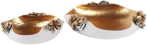 Indian Extreme Karigari Fancy Urli Bowl Triângulo Shape | Uruli de designer de flores flutuantes de metal de flores por metal por colecionável indiano