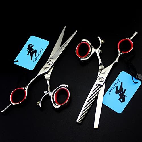 Hiaoq Hairdressing Scissor Cabelo de corte de cabelo Profissional de dentes de corte de tesoura Kit de aço inoxidável Tesoura de