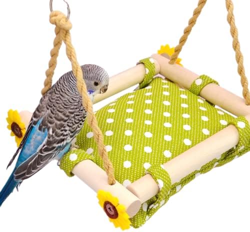 Bird Hammock Swing Toy Toy Wood Papolador de madeira natural Swing pendurada Bird Bird Stand Acessórios de gaiola de ninho de